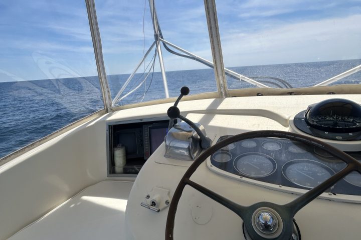 Inside of a boat on the ocean